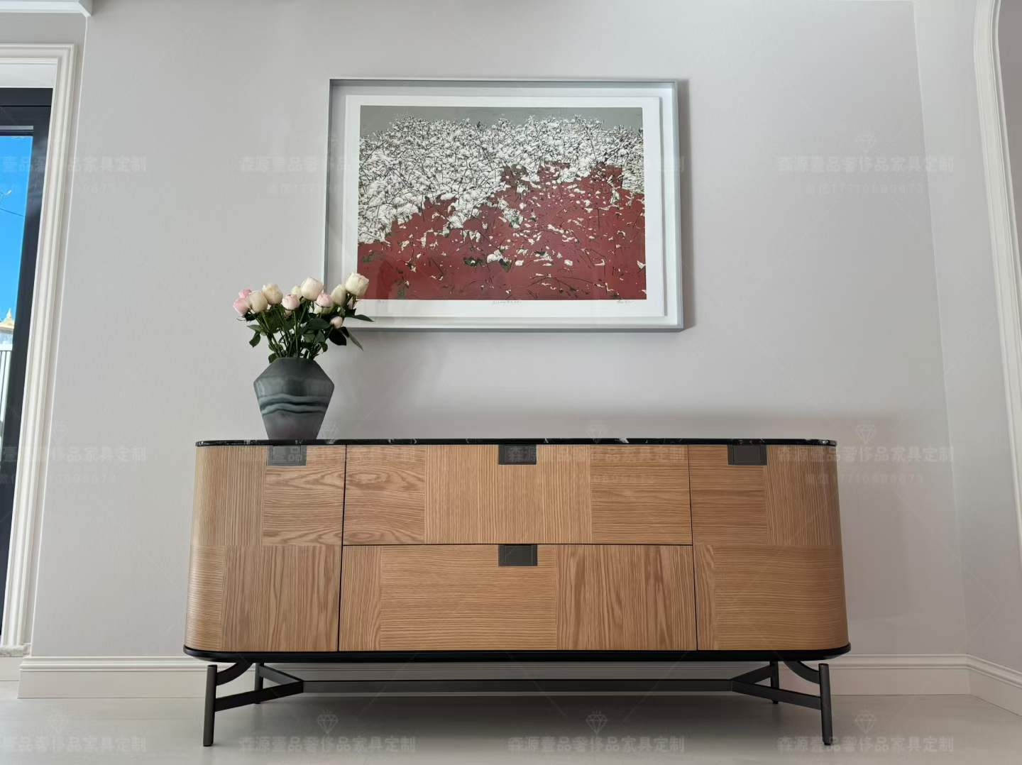 Contemporary interior with furniture and lighting for an interior sourcing project